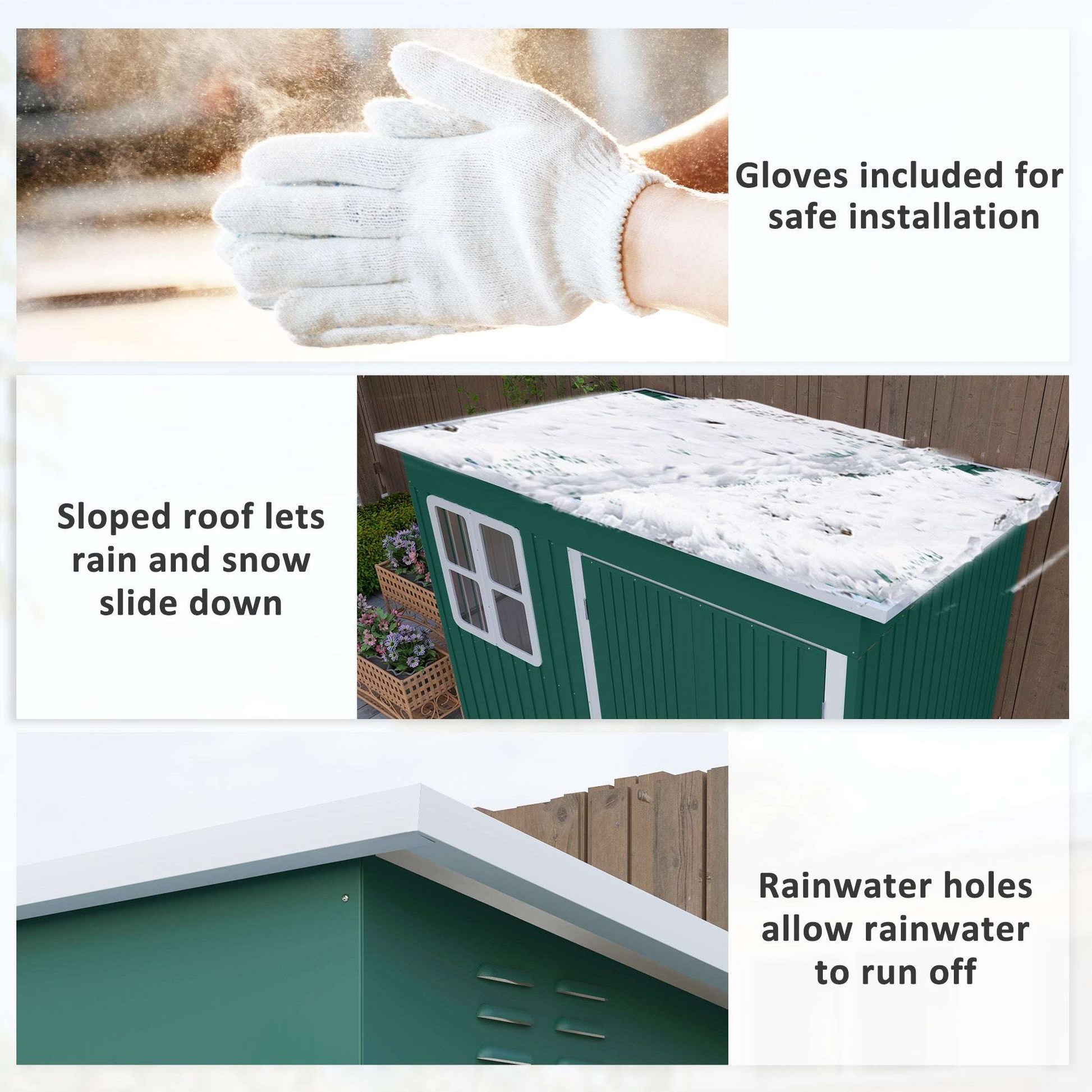 8.5 x 6ft Storage Shed Galvanised Steel Garden Shed, Metal Shed W/ Foundation Kit, Window, Lockable Wide Doors, Air Vents for Outdoor, Green