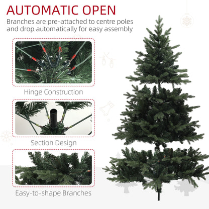 6ft Artificial Spruce Christmas Tree with 1696 Branch Tips and Foldable Steel Base, Realistic Hinged Tree, Holiday Décor for Home Office, Green