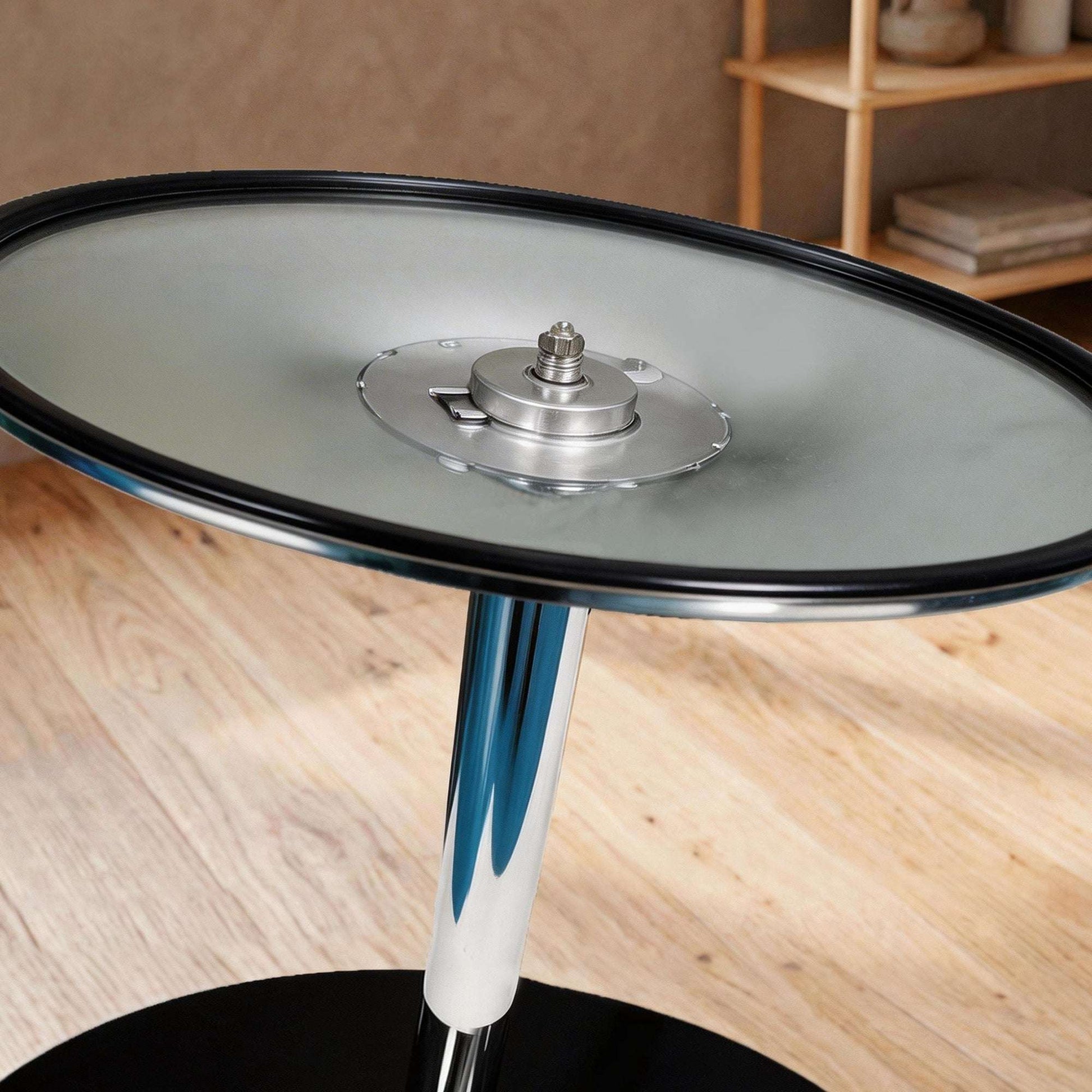 Round Bistro Dining Table | 8mm Tempered Glass Top | Steel Frame | Non-Slip Foot | Ø80x77cm | 20kg | Black