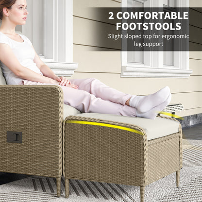 Outsunny Five-Piece Reclining Rattan Chair Set - Light Grey