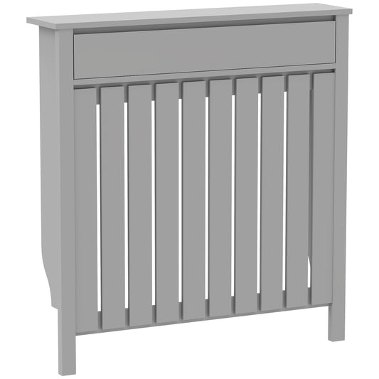MDF & Particle Board Radiator Cover with 1 Drawer | Vertical Slats | Flat Top Display Surface | Wall Mountable | Pre-Cut Outs | 14kg Capacity | 88.5x19x93cm | Grey