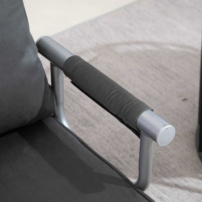 2-In-1 Design Single Sofa Bed Sleeper, Foldable Armchair Bed Lounge Couch w/ Pillow, Dark Grey