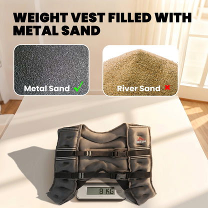 8 kg Weighted Vest | Adjustable Oxford Fabric Running & Walking Training Vest with Mesh Pocket & Reflective Strips | Grey