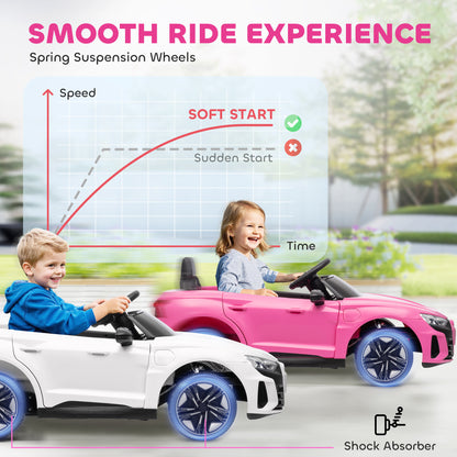 Audi RS E-Tron GT Licensed 12V Kids Electric Ride-On Car, with Remote Control, Suspension System, Lights, Music, Motor - Pink