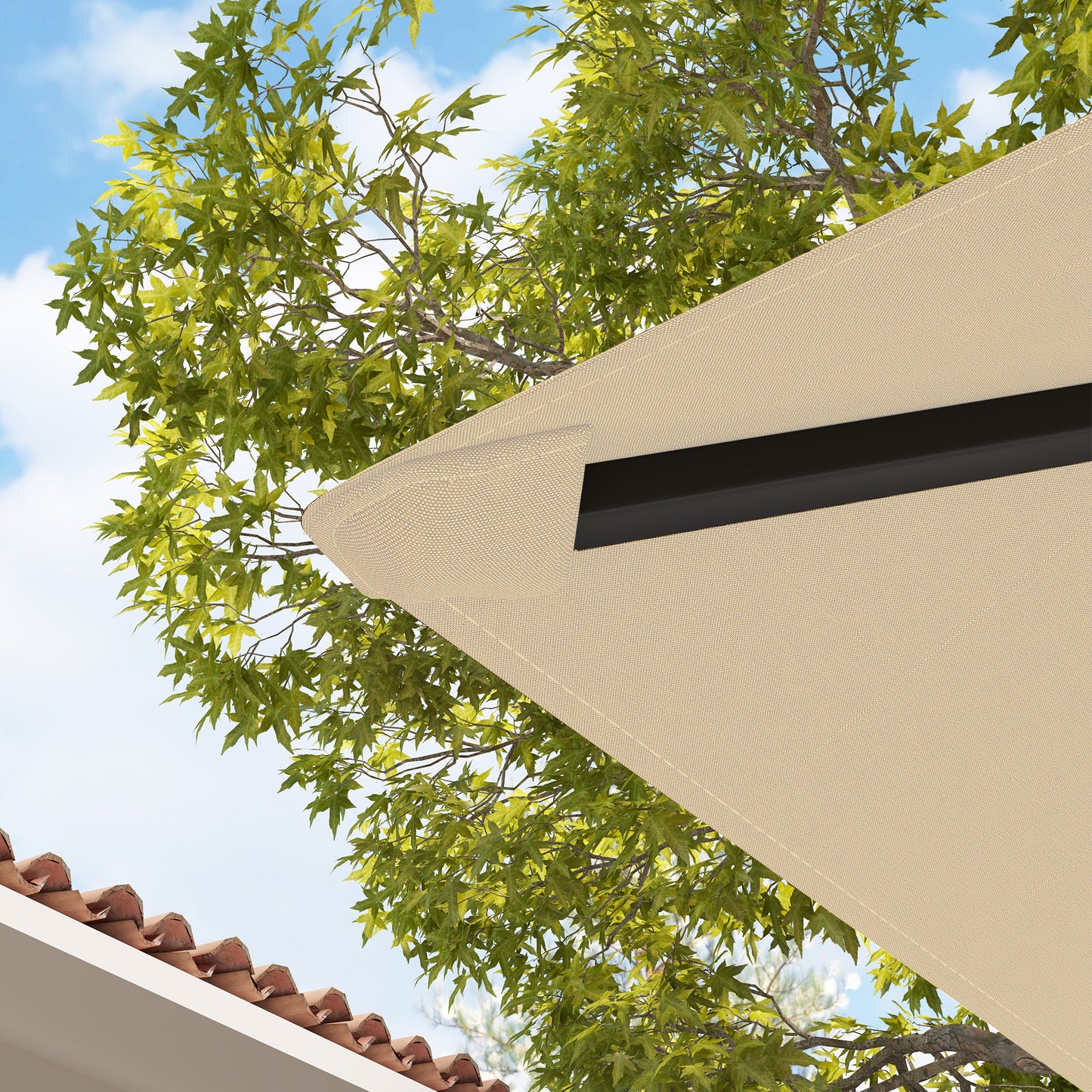 Outsunny 3 x 3(m) Gazebo Canopy Replacement Cover, Garden Gazebo Roof Replacement with Drain Holes, Water Resistant PVC Coating, 370g/㎡, UPF30+, Beige