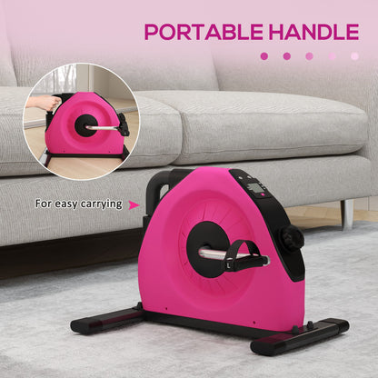 SPORTNOW Mini Exercise Bike, Portable Under Desk Pedal Exerciser with LCD Display for Legs and Arms Rehabilitation and Therapy, Red