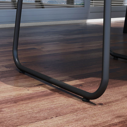 Outsunny 3 Piece Outdoor Bistro Set, Patio Stackable Armchairs with Breathable Mesh Fabric and SPC Board Coffee Table, Light Grey