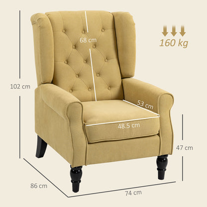 Wingback Accent Chair, Retro Vintage Style Upholstered Button Tufted Occasional Chair for Living Room and Bedroom