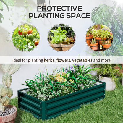 Set of 2 Raised Beds for Garden, Galvanised Outdoor Planters for Herbs Vegetables, Use for Patio Balcony, Green
