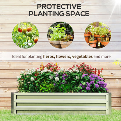 Outsunny Raised Beds for Garden, Galvanized Outdoor Planters, for Herbs and Vegetables, Use for Patio, Backyard, Balcony, Silver