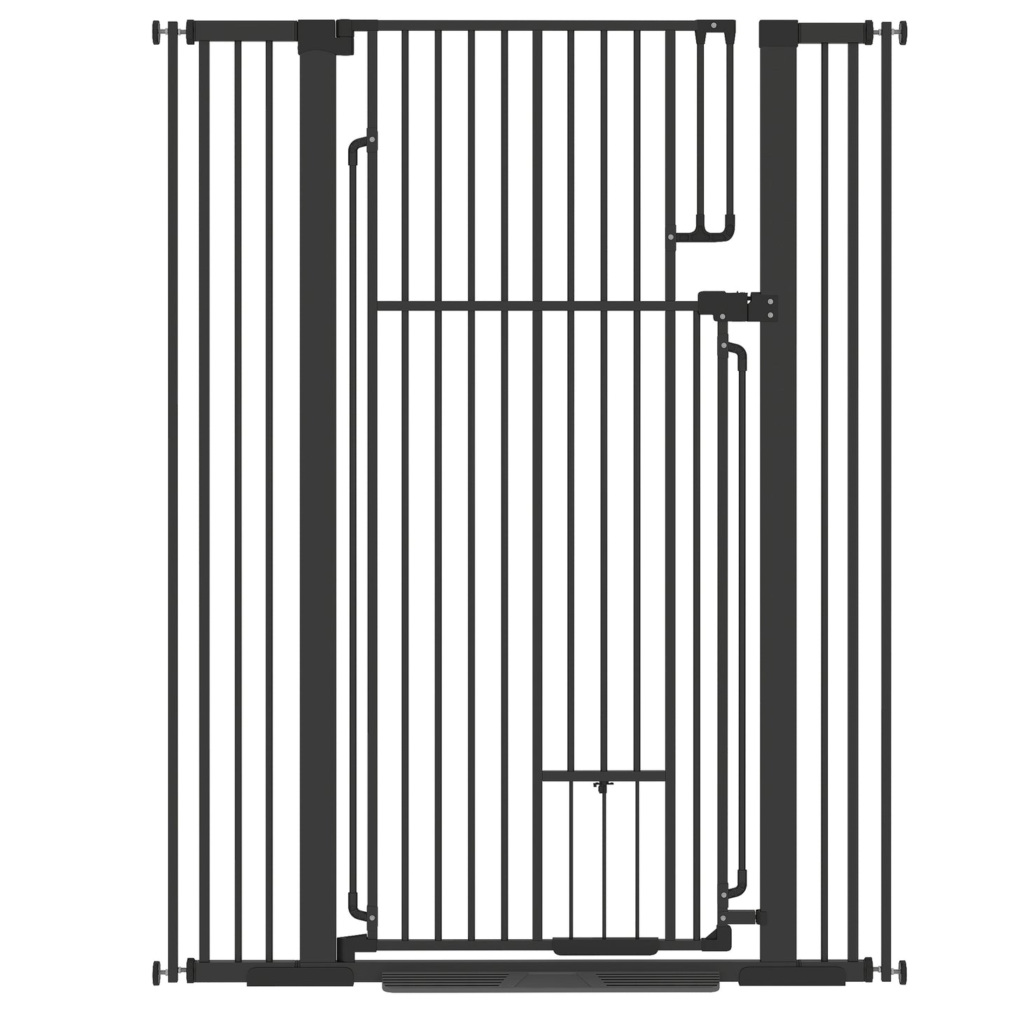 135cm Extra Tall Dog Gate with Cat Door | Pressure Mounted | Fits 81–108cm | No Drilling | Lift-Lock | Steel | Black