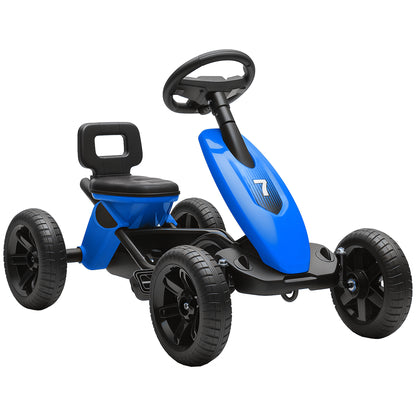 AIYAPLAY Pedal Go Kart for Kids 2-5 Years, with Silent EVA Wheels, Metal Frame, Pink / Blue / Yellow / Green
