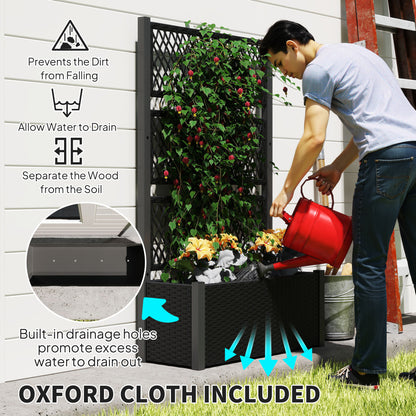 Outsunny Garden Planter Box with Trellis, Liner for Climbing Plants, Vegetables, Flowers, 90 x 35 x 148 cm, Charcoal Grey / Mixed Grey