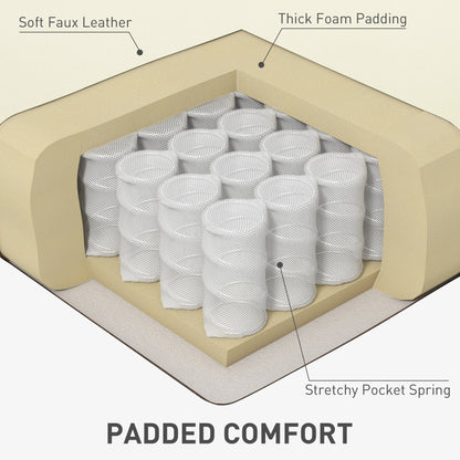 Manual Reclining Chair, Recliner Armchair with Swivel, Faux Leather, Footrest, Cup Holders, 86x93x102cm, Cream