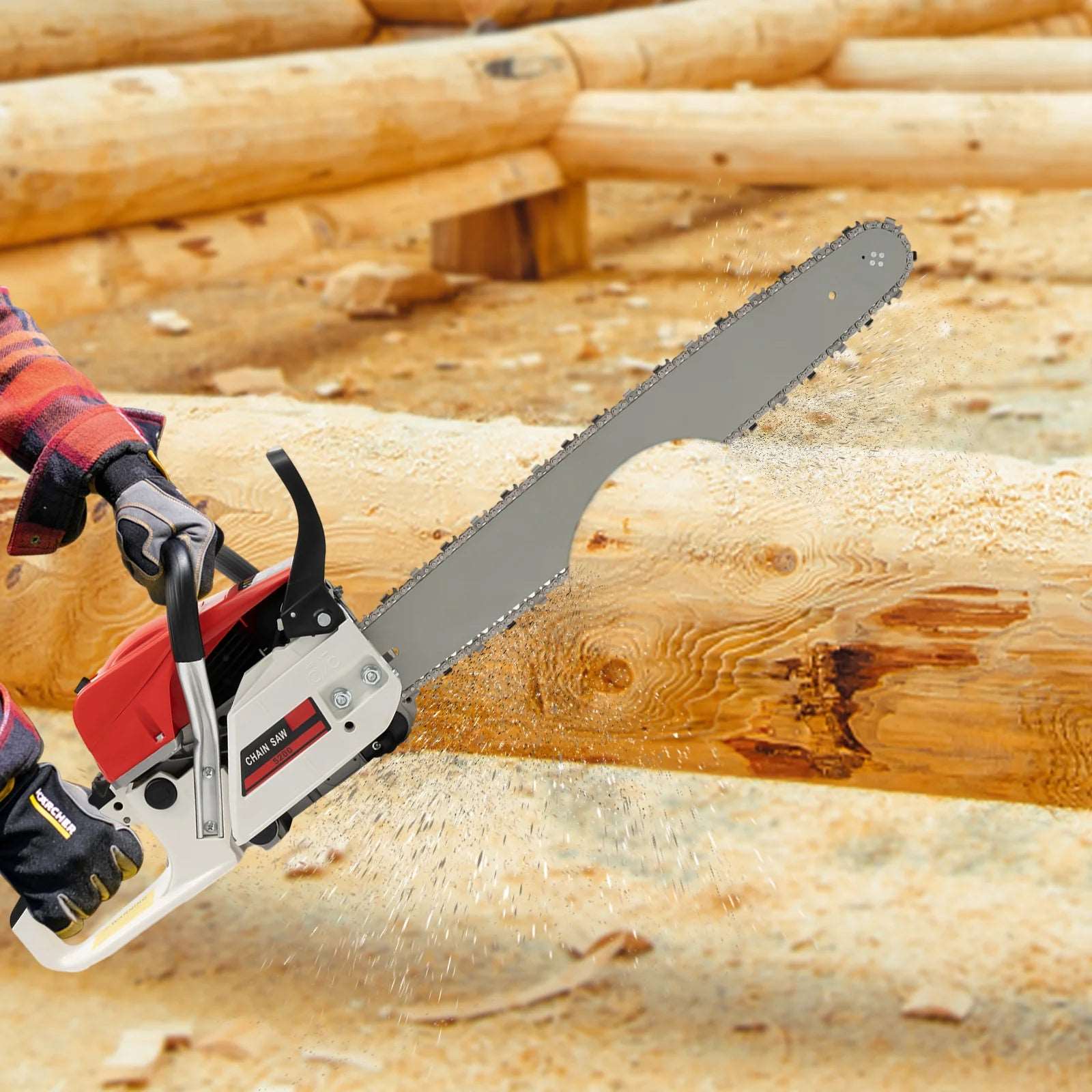 20 Inch 2-Stroke Petrol Gas Chainsaw Professional Power Chain Saw For Forest Cutting Wood Trees Log For Garden Farm Use 52cc