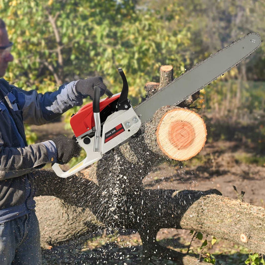 20 Inch 2-Stroke Petrol Gas Chainsaw Professional Power Chain Saw For Forest Cutting Wood Trees Log For Garden Farm Use 52cc