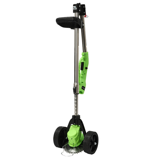 200W Electric Lawn Weed Mower Cordless Grass Trimmer Cutter Height Adjustable Mini-Mower + 8 Blades Red / Green
