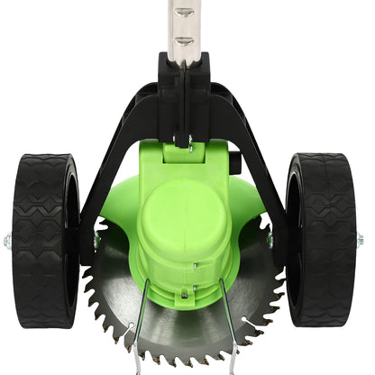 200W Electric Lawn Weed Mower Cordless Grass Trimmer Cutter Height Adjustable Mini-Mower + 8 Blades Red / Green