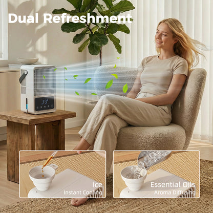 Desk Fan with Mist Humidifier & RGB Light | 550ml Top-Fill Tank | 3 Speeds | 2-Level Mist | Touch Panel | Black