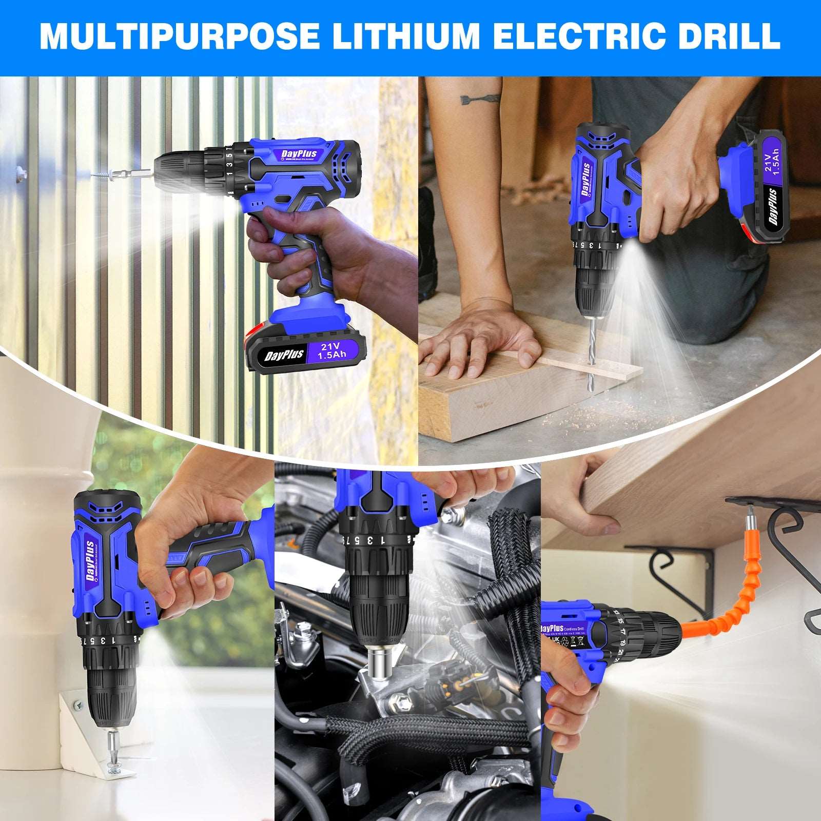 21V Cordless Power Drill, Handheld Screwdriver Drill Set With 25+1 Torque Setting, 1.5AH Li-ion Battery & Fast Charger, 2-Gear Drill