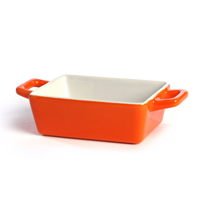 Maison & White Mini Ceramic Oven Dishes Set of 4 Rectangle | Blue Red Orange Green | Carry Handles | Oven Microwave Freezer Dishwasher Safe to 200°C | 4x12x9cm | Casserole Tapas Pie | 2-Year Warranty
