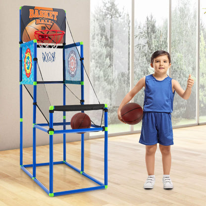 Kids Basketball Arcade Game 2-In-1 Indoor Outdoor Basketball & Sticky Balls Game