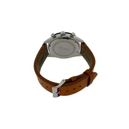 Hugo Boss Men's Santiago Chronograph Watch | Blue Dial | Brown Leather Strap | 44mm | 50m | HB1513860
