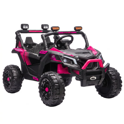 AIYAPLAY 24V 2-Seater Electric Ride-On UTV | Dual 120W Motors | Parent Remote & Suspension | LED Lights & USB Music | Green, Black or Pink | Ages 3–8