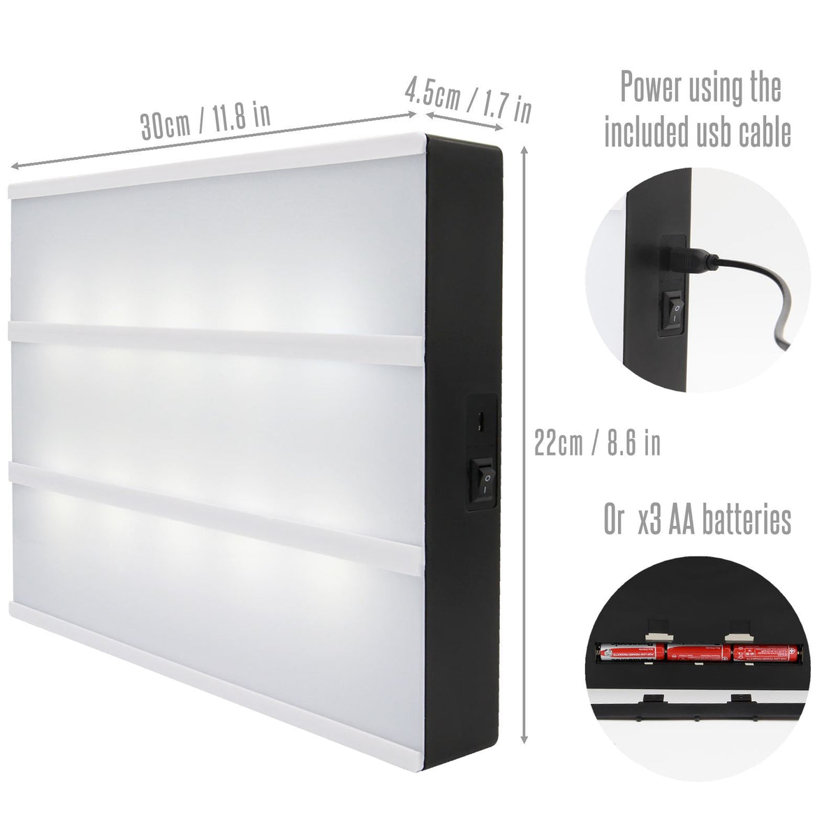 Pukkr A4 Cinematic Lightbox | 205 Letters, Symbols & Emojis | 3-Row Personalised Message Sign | USB or AA Battery Powered