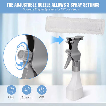 Window Squeegee, Rechargeable Cordless Window Vacuum 3500Mah, 2 in 1 Squeegee & Microfiber Window Scrubber for Windows, Mirror