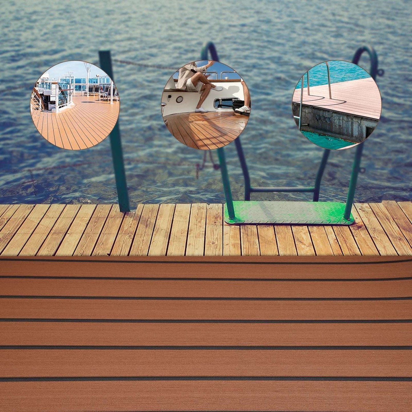 106 '' X 35 '' Marine Eva Flooring, 6Mm Thick, Brown Stripe Design, Perfect for Yachts and Boats, Ship Deck Flooring