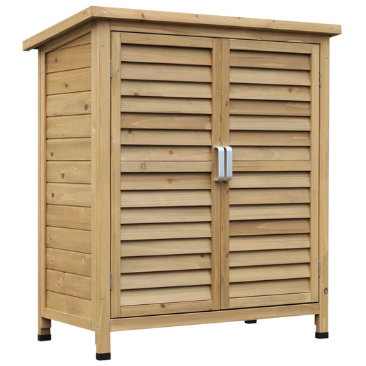 Outdoor Garden Storage Unit Solid Fir Wood Garage Organisation Sturdy Cabinet