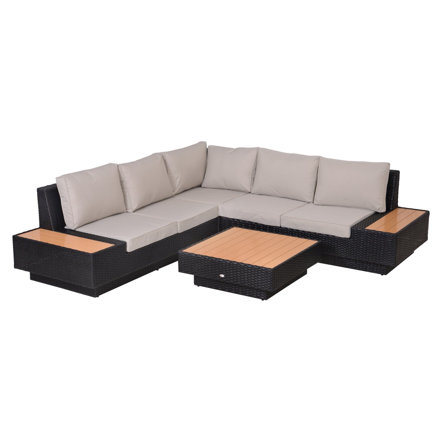 Outdoor 4 Piece Sectional Rattan Sofa Garden Furniture Set Coffee Table Chairs Loveseat With Cushion Patio Area