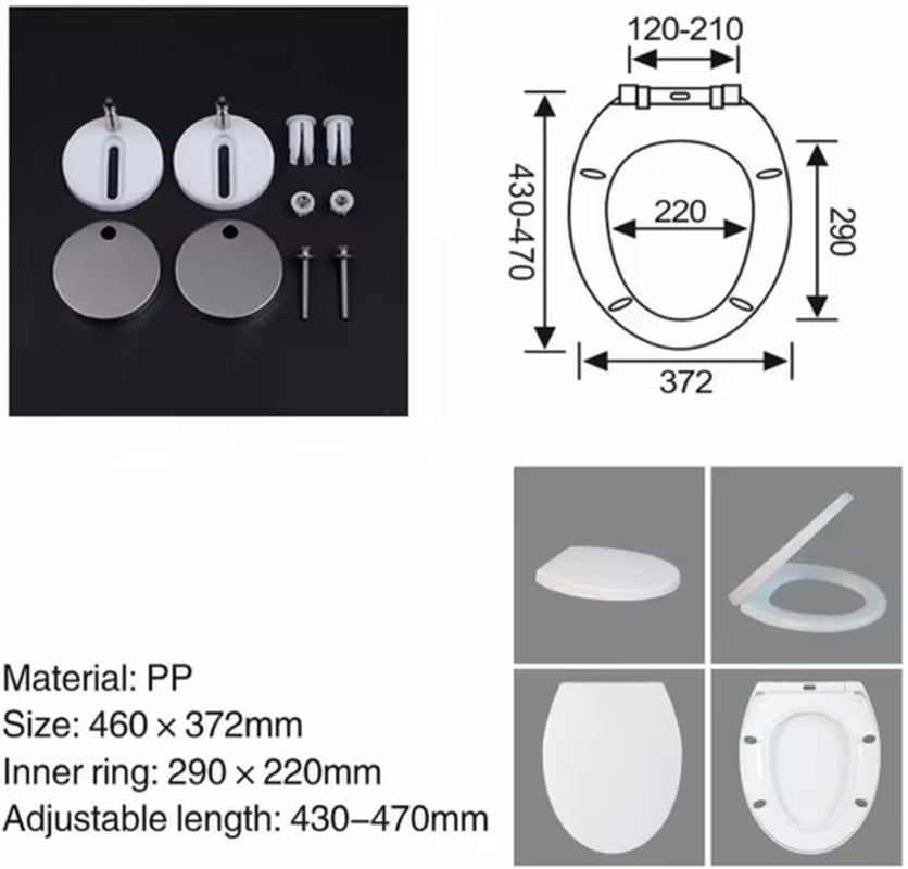 Soft Close White Toilet Seat With Quick Release, Sturdy Duro Plastic Anti-Bacterial Toilet Lid WC Seat