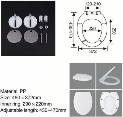 Soft Close White Toilet Seat With Quick Release, Sturdy Duro Plastic Anti-Bacterial Toilet Lid WC Seat