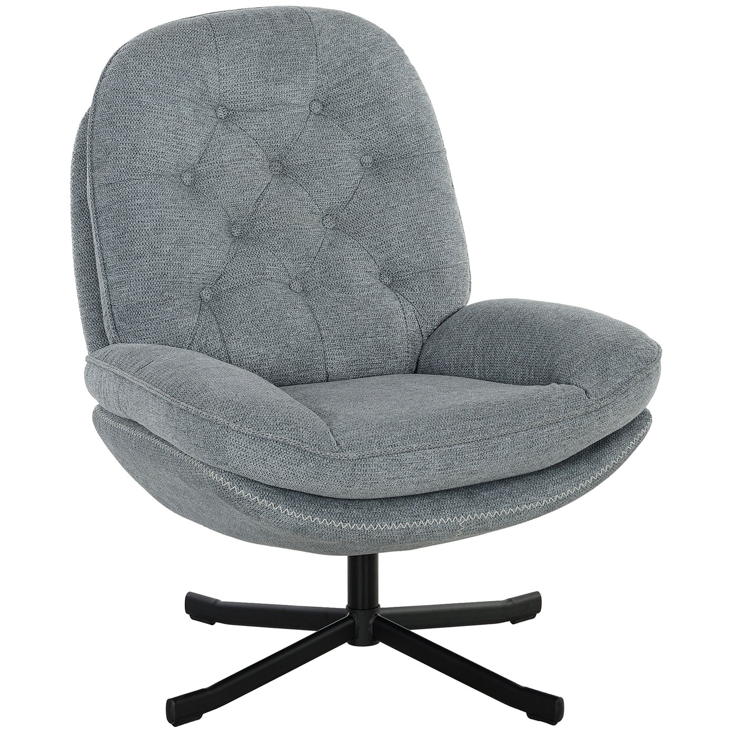 Armchair With 360 Degree Swivel And Wide Padded Seat, Upholstered Accent Chair with Water-Repellent Chenille Fabric - Grey