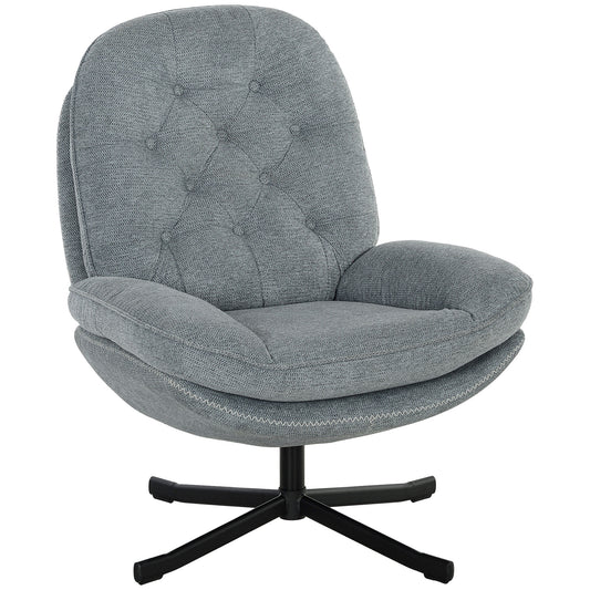 Armchair With 360 Degree Swivel And Wide Padded Seat, Upholstered Accent Chair with Water-Repellent Chenille Fabric - Grey