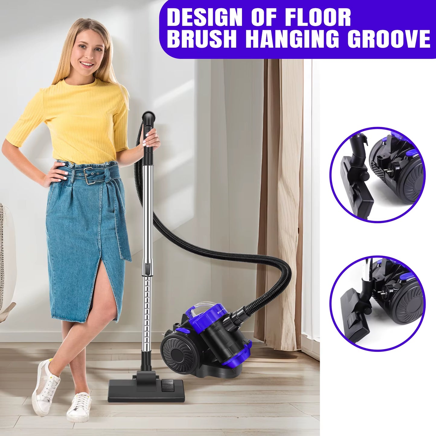Dayplus Basics Cylinder Bagless Vacuum Cleaner With HEPA Filter for Hard Floor, Carpet & Car, Compact & Lightweight, 3800W, 1.5L