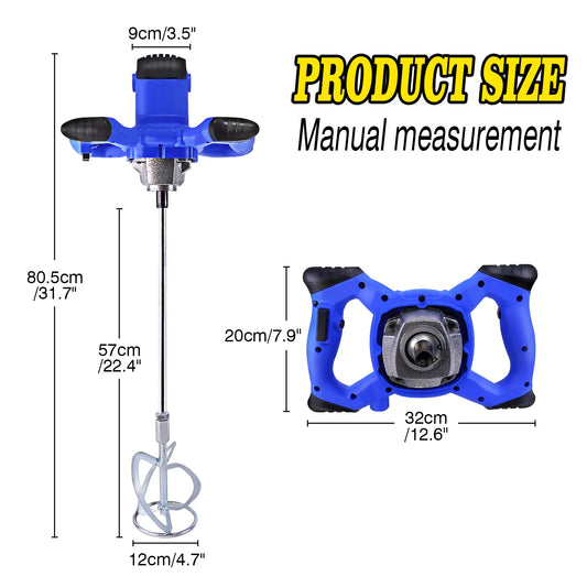 2600W 240V Concrete Plaster Mortar Paint Mixer Tool Machine Paddle Mixer, 1700 U/min Electric Power Plaster Mixer, 6 Speed Adjustable
