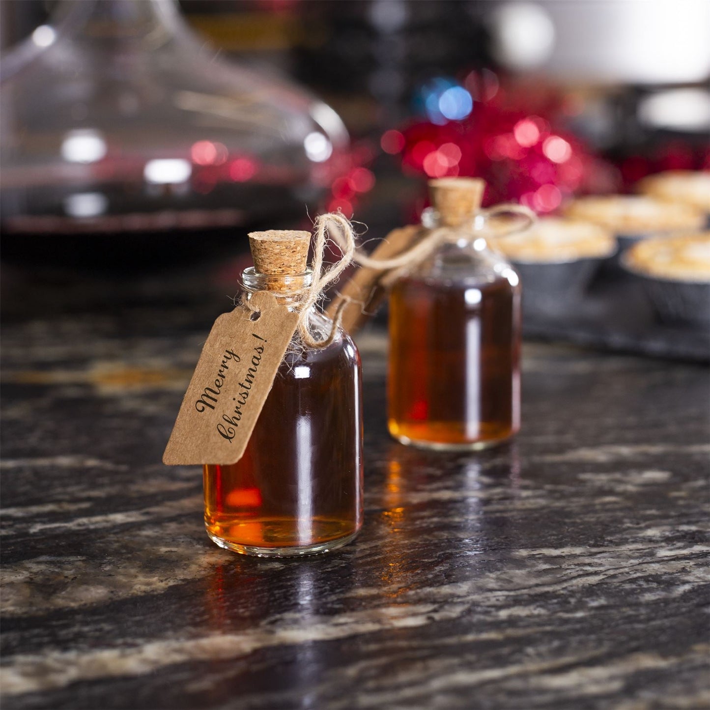Mini Glass Bottles with Cork Stoppers | Set of 12 | 50ml Each | Decorative Labels & String | 7cm Tall | Wedding Favours Crafts Drinks | Hand Wash Only