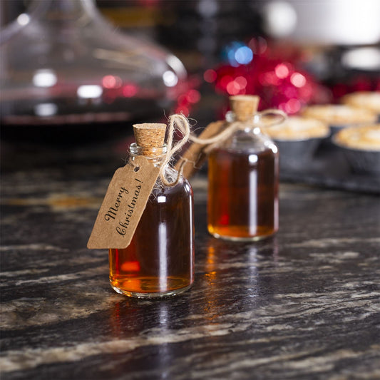 Mini Glass Bottles with Cork Stoppers | Set of 12 | 50ml Each | Decorative Labels & String | 7cm Tall | Wedding Favours Crafts Drinks | Hand Wash Only
