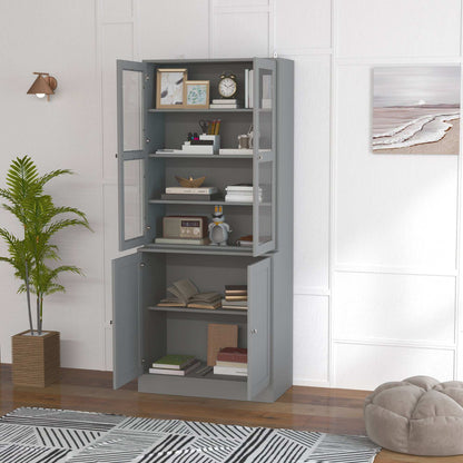 Double Storage Display Unit Cabinet - Grey