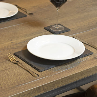 Maison & White Natural Slate Placemats & Coasters | Set of 8 | 4 Placemats 20x30cm & 4 Coasters 10x10cm | Anti-Slip Feet | Heat & Scratch Resistant | Hand Wash | 2-Year Warranty