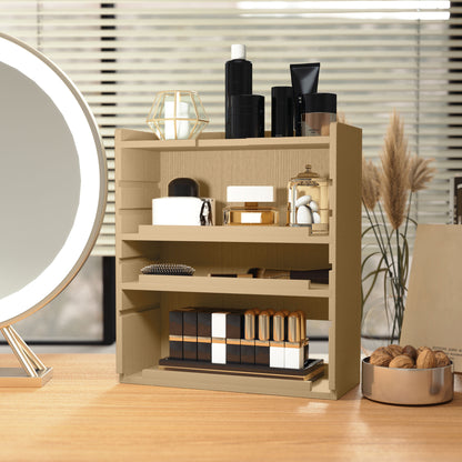 Four-Tier Desktop Organiser Storage Rack - Oak Tone