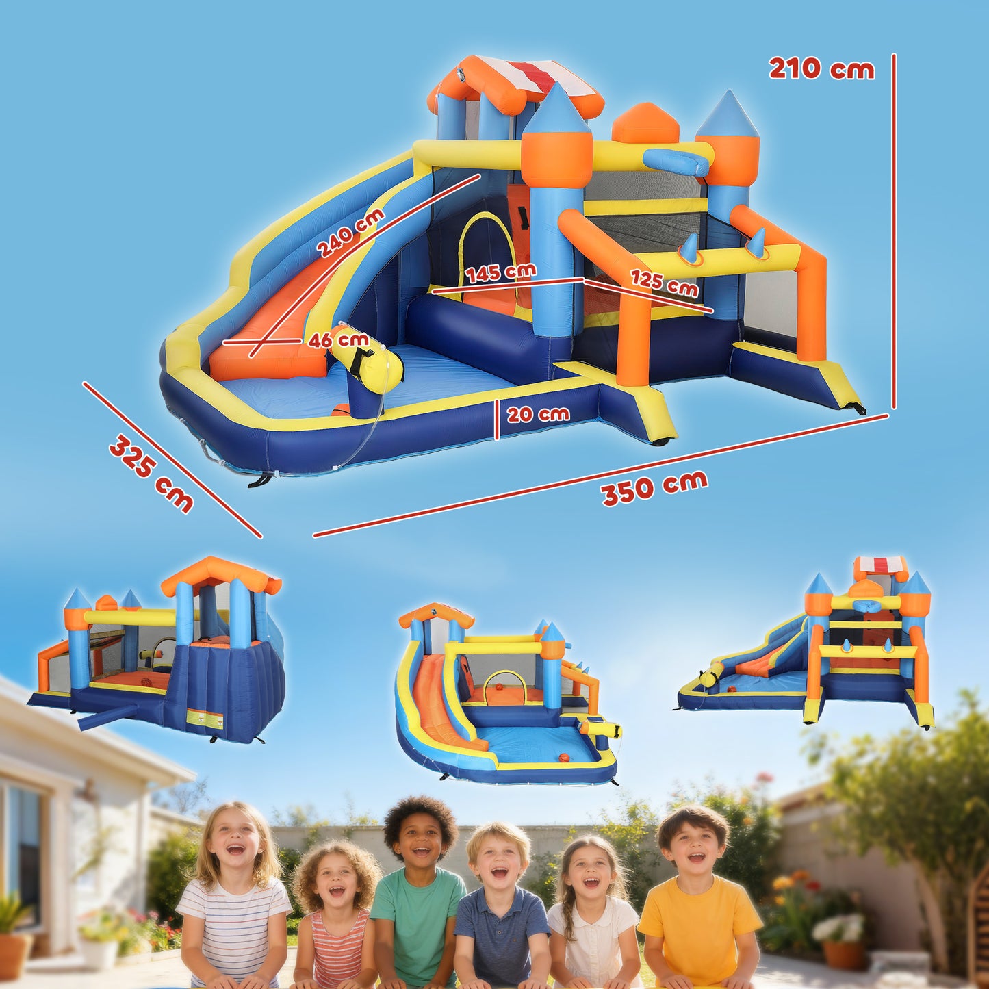 AIYAPLAY Bouncy Castle for Kids, Inflatable Bounce House with Slide, Pool (Ball Pit), Climbing Wall and Blower for Outdoor