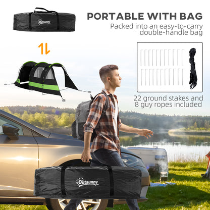 Outsunny Blackout Camping Tent for 4-5 Person, with Bedroom & Living Room, 3000mm Waterproof, for Fishing Hiking Festival, Black