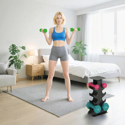 SPORTNOW Hex Dumbbells Set with Dumbbell Rack, Non Slip Hand Weights for Home Gym Strength Training, 2 x 1kg, 2 x 3kg, 2 x 5kg