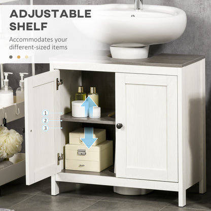 Bathroom Furniture Set W/ Adjustable Shelves, 6-Tier Tall Bathroom Storage Cabinet, Floor Cabinet W/ Drawer, Under Sink Cabinet, Antique White