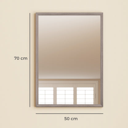 Rectangle Wall Mirror | Grey Wood Effect Frame | 50 x 70 cm