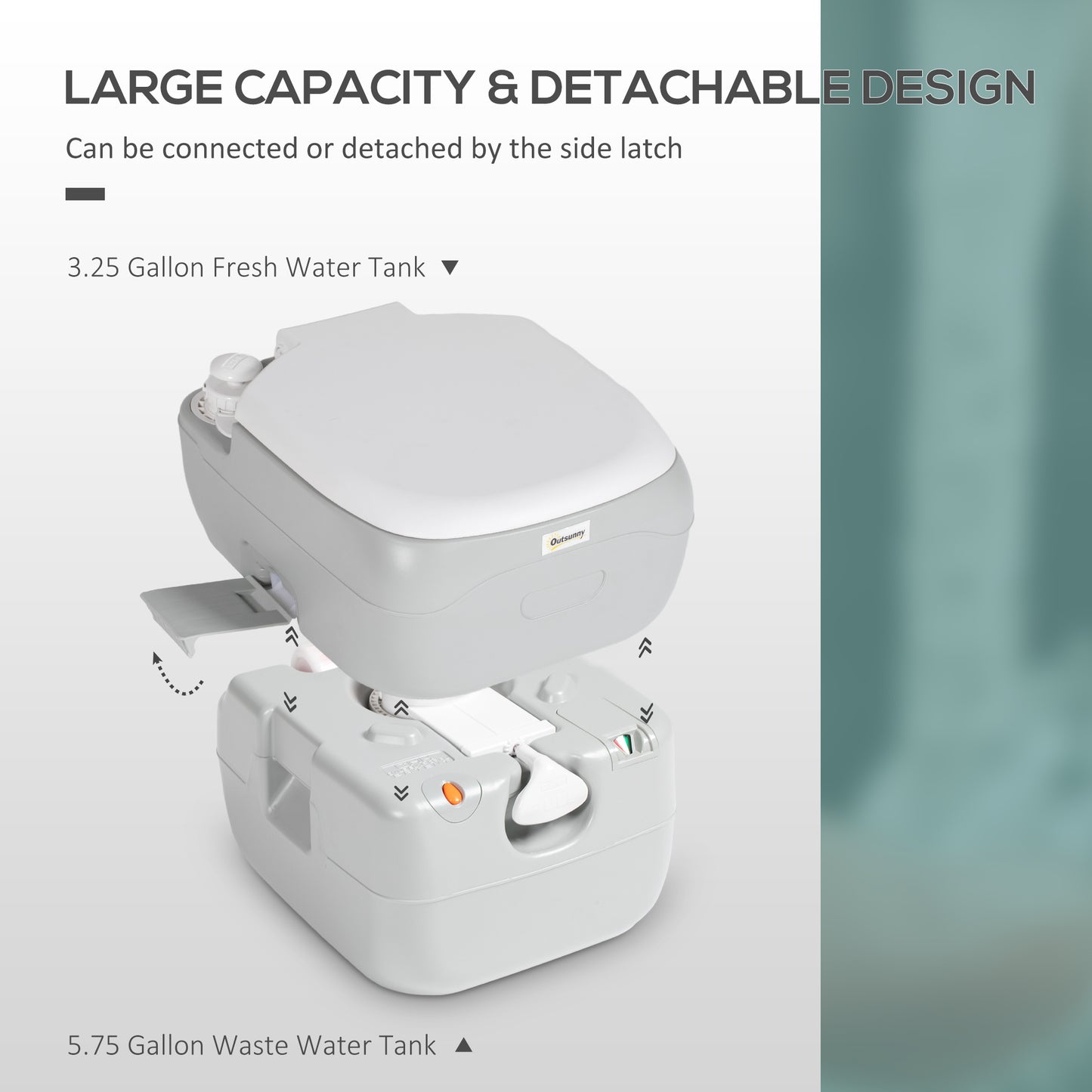 Portable for Adults, 22L Outdoor Camping Travel Toilet W/ Seat, Lid, Anti-Leak Handle Pump, with Detachable Tanks for Boating, Hiking, Travel, RV